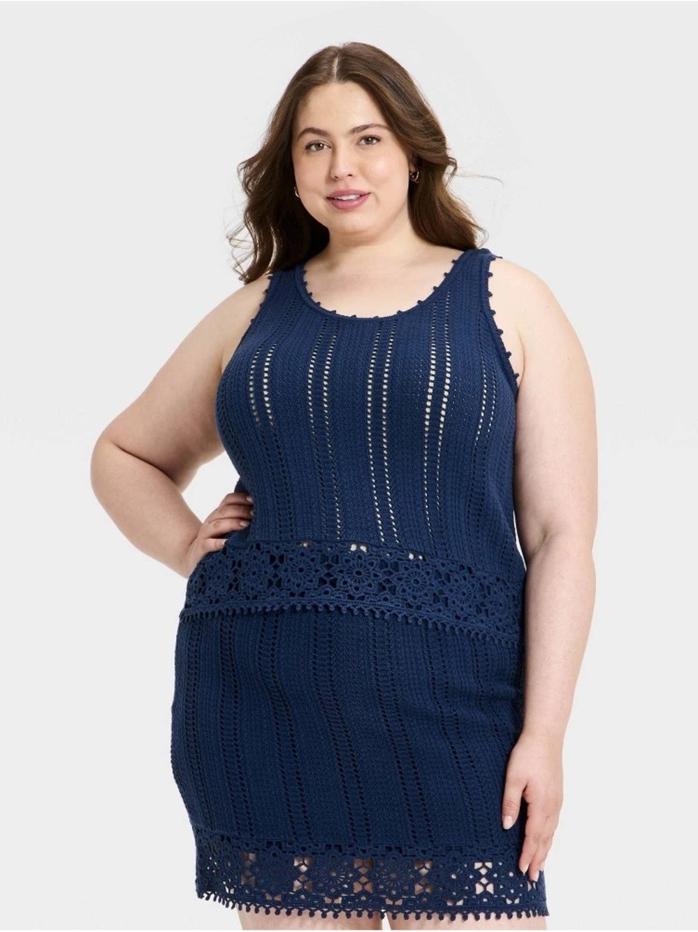 Universal Thread Navy Crochet Knit Tank top b202